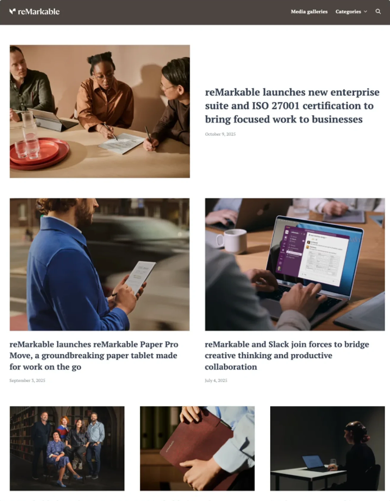 reMarkable customer newsroom, built with Prezly